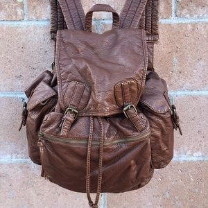 Pacsun Brown Faux Leather Backpack